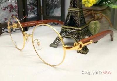 Perfect Replica Cartier Gold and Brown Eyeglasses - Round Lens